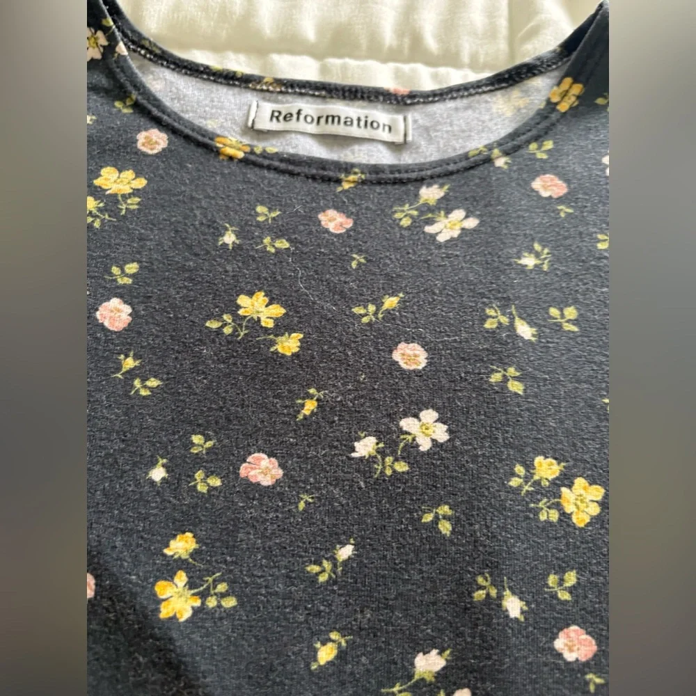 Reformation Black Dress with Yellow and Pink Floral Pattern - Picture 2 of 4